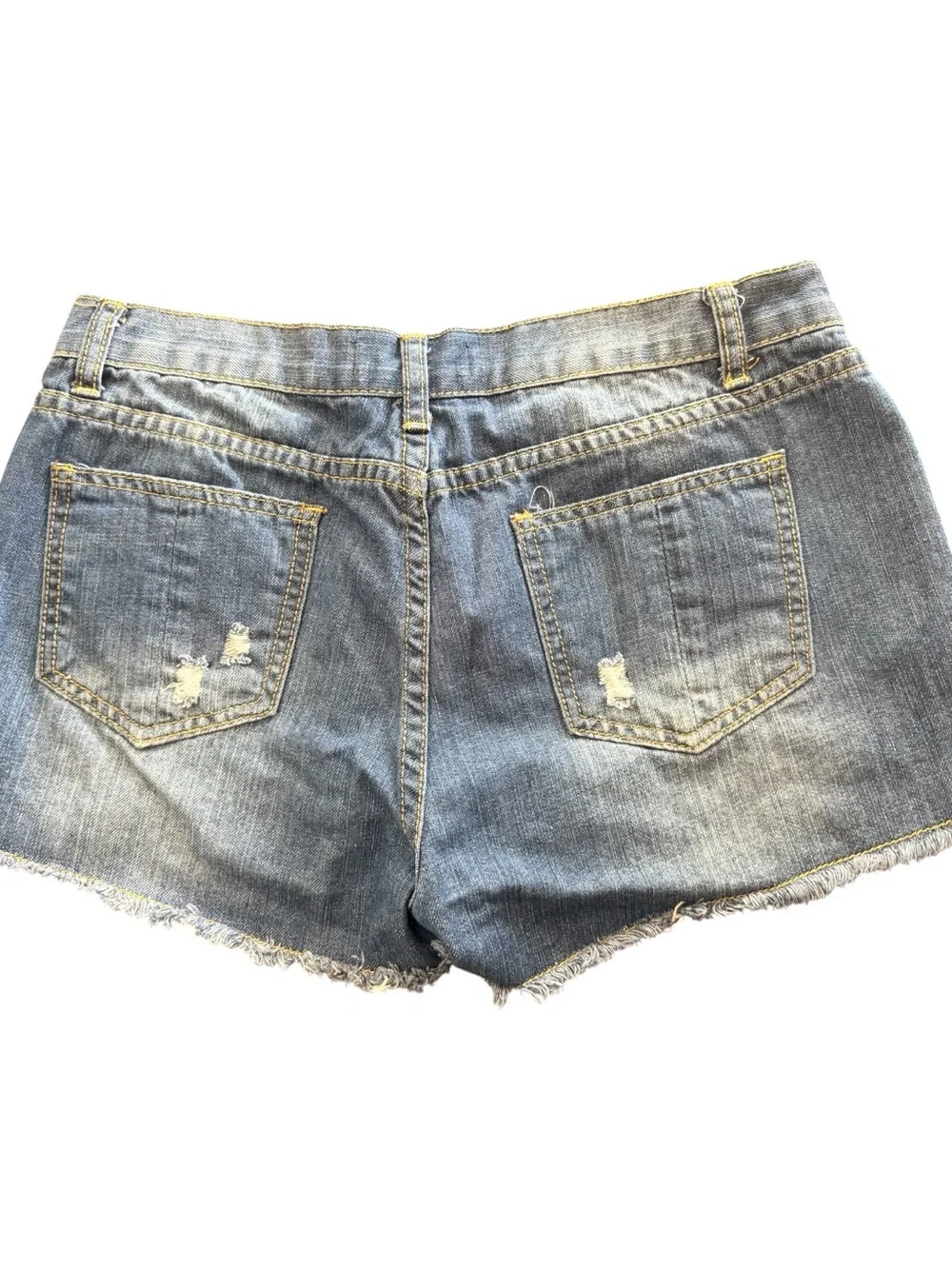Women's Gray-Blue Denim Shorts with Lace Trim